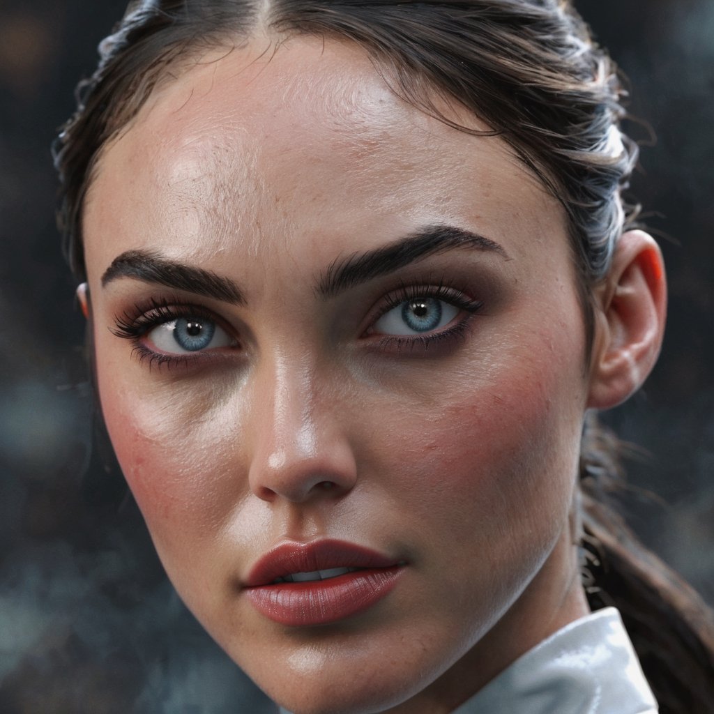 young female made from megan fox gal gadot blend,  captain marval, modelshoot style, super realistic,  4k,  expert lighting,  perfect symmetry, Realism, Makeup, Face makeup,,,
