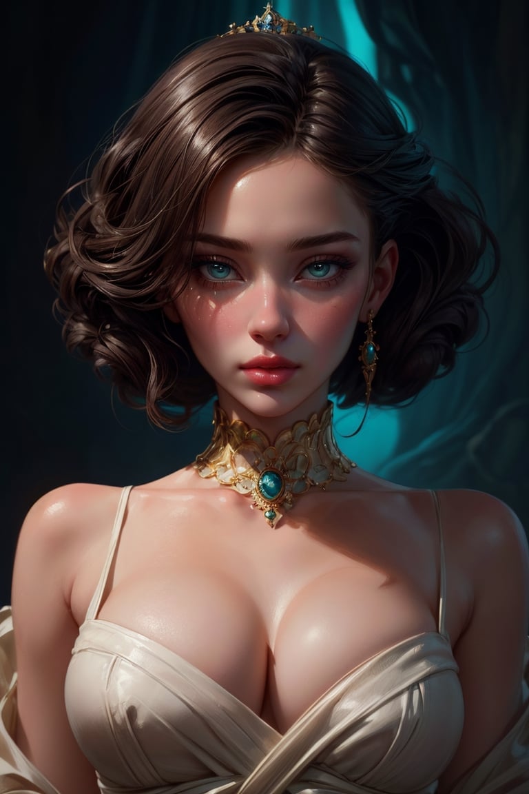A digital painting of a trend-setting fashion model under the artistic influence of Konstantin Razumov and Alberto Seveso, with a flair reminiscent of Eiko Ojala and Tracie Grimwood, rendered in vivid colors and dramatic lighting, ultra clear, appearing as a breathtaking surreal masterpiece, in UHD drawing style.