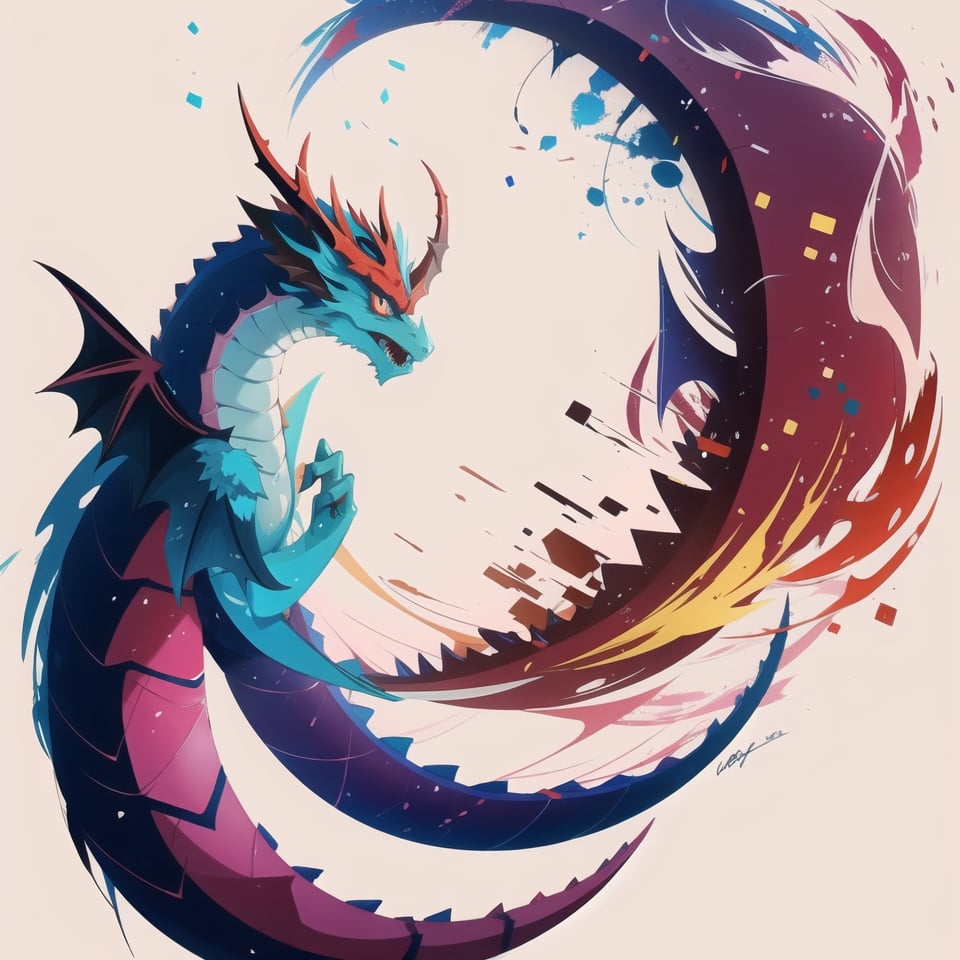 Art by the number 1 artist from random country, a dragon with random abstract ,Worldwide trending artwork