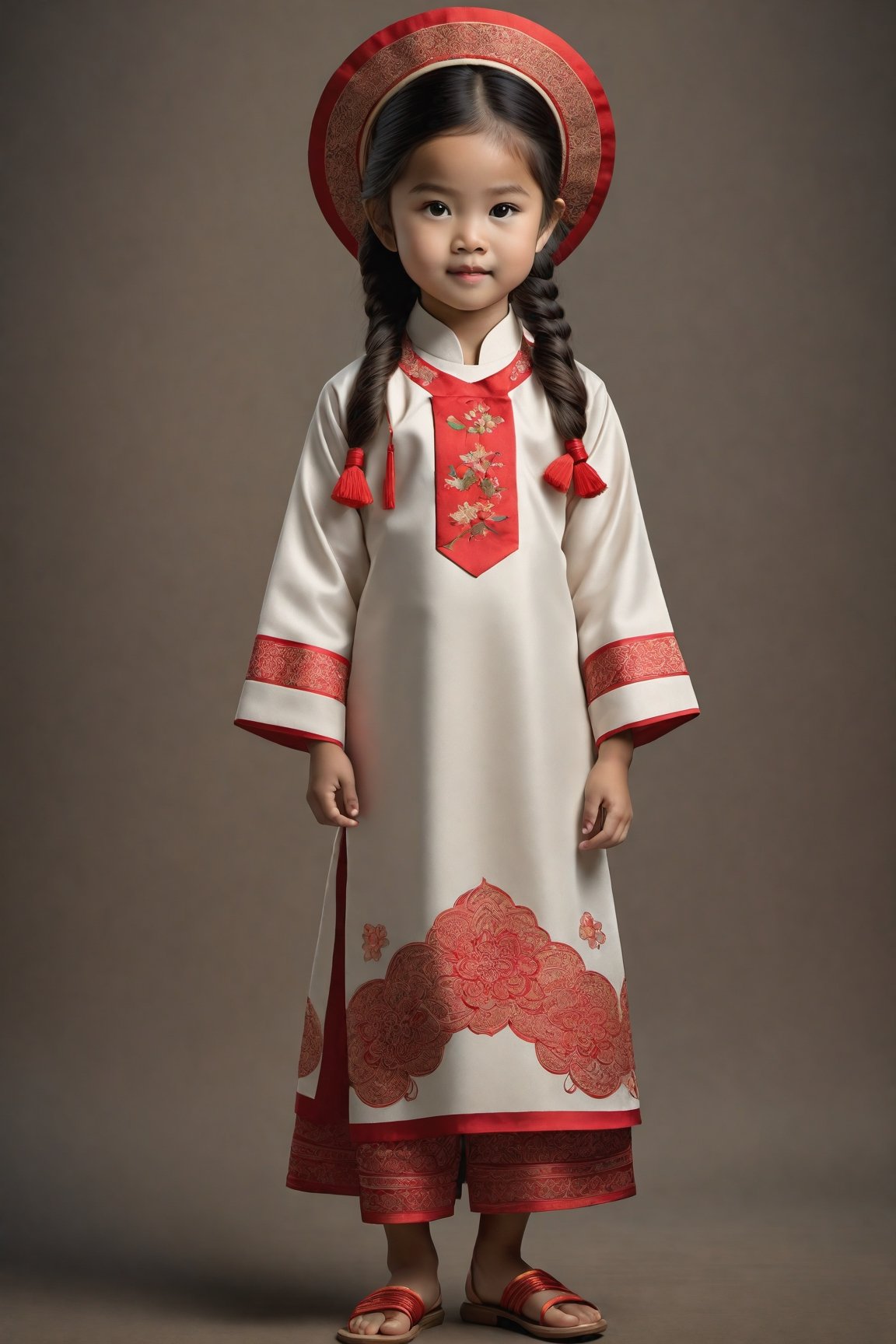 ((full body)) body_marking, highly detailed shot tribal version character of cute Vietnamese girl kid in aodai, masterpiece artwork, white accent, detailed face features, subtle gradients, extremely detailed, photorealistic, 8k, centered, perfect symmetrical, studio photography, muted color scheme, made with adobe illustrator, solid dark background 