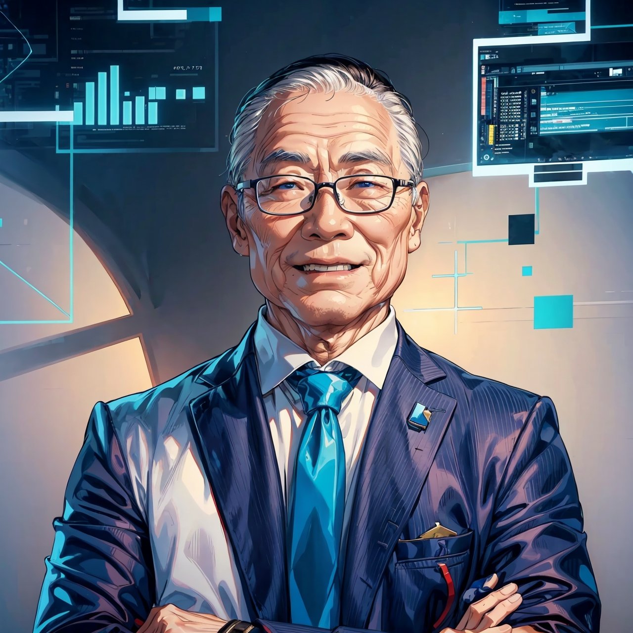 A man 75 year old, Vietnamese, data scientist ,Wonder of Art and Beauty,Worldwide trending artwork