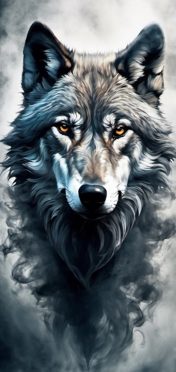 The image features a smoke-like representation of a Wolf. The smoke is billowing upwards, creating a visually striking and artistic effect. The smoke is so dense and well-formed that it resembles the shape of a Wolf, making it an interesting and unique sight. This artistic representation of a Wolf using smoke adds a creative and captivating element to the scene. 