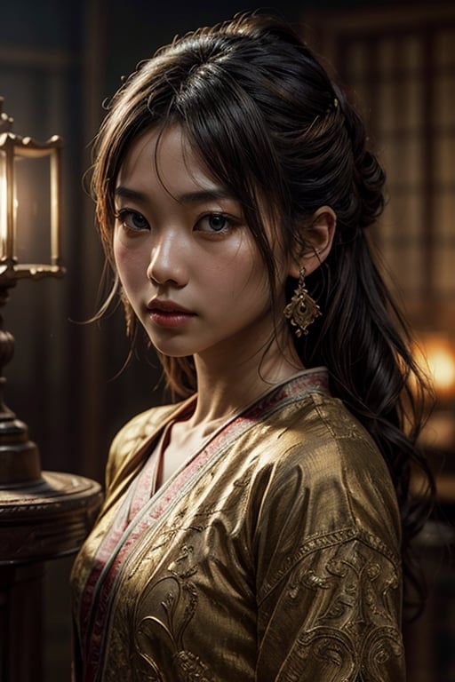 An asian ancient girl, brown eyes, epic background, (4k), (masterpiece), (best quality), (extremely intricate), (realistic), (sharp focus), (award winning), (cinematic lighting), (extremely detailed)