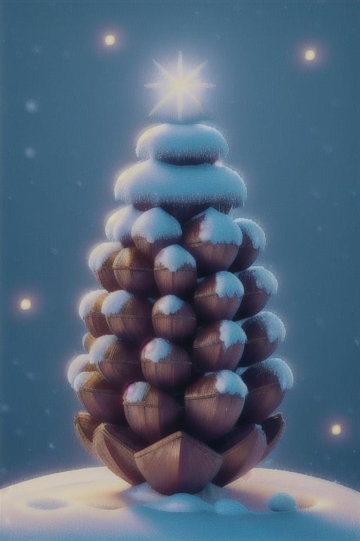 A close-up of a snow-covered pinecone.,DonMN30nChr1stGh0sts