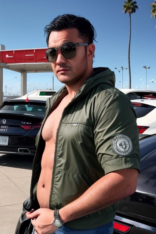 hombre posando con estilo gta 5, 8K UHD, alta profundidad de color, capturado con una Nikon D850, estilo visual hiperrealista, detalles épicos, hiperdetalle, realismo, recién tomada –best, ((buena cara, cara detallada:0.8))