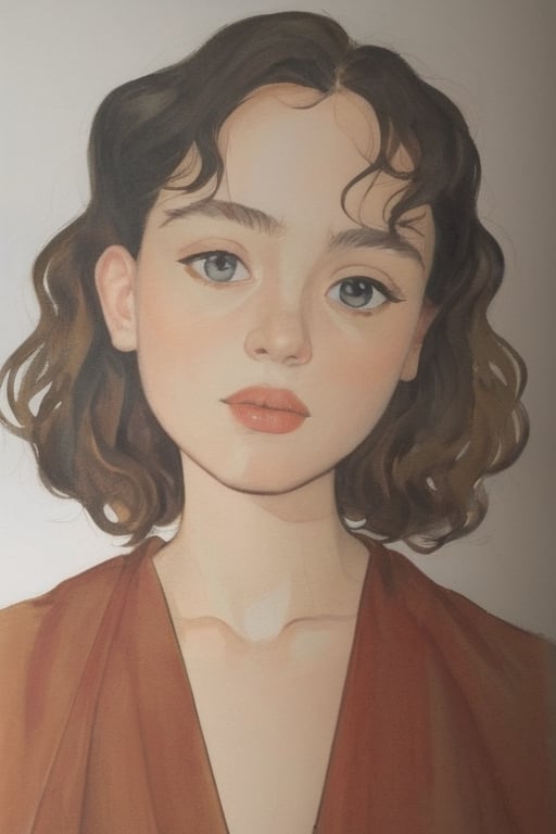 (Best quality, High quality, masterpiece, Artistic, Artistic painting, Painting Naturally, Modernism art, Watercolor, watercolor pencil painting, ligne_claire, Illustration), bare shoulder, 1 girl, , (Painted by 3 person that is Egon Schiele and Pablo Picasso and John Barkey), stylized art,