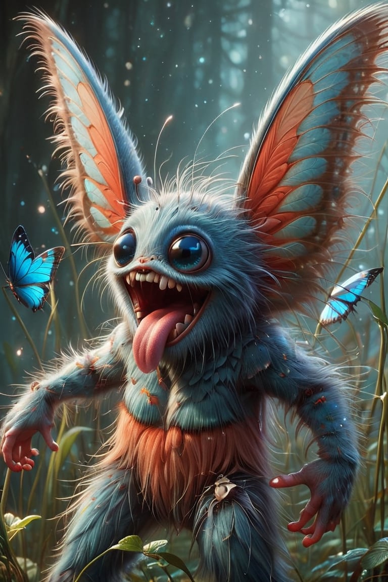 An extreme macroscopic close up of a butterfly's mouth, face and body and wings, sporadic hairs, Bitey, stinging pointing things, sucking probes, digital artwork by Beksinski,potma style,action shot, in the style of esao andrews,stworki