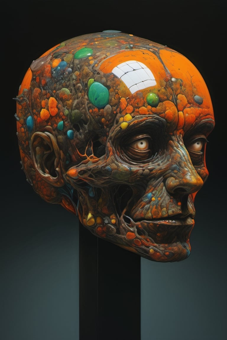 art by yashitomo nara, a cube shaped head, stunning beauty, hyper-realistic oil painting, vibrant colors, dark chiarascuro lighting, a telephoto shot, 1000mm lens, f2,8,Vogue,more detail XL