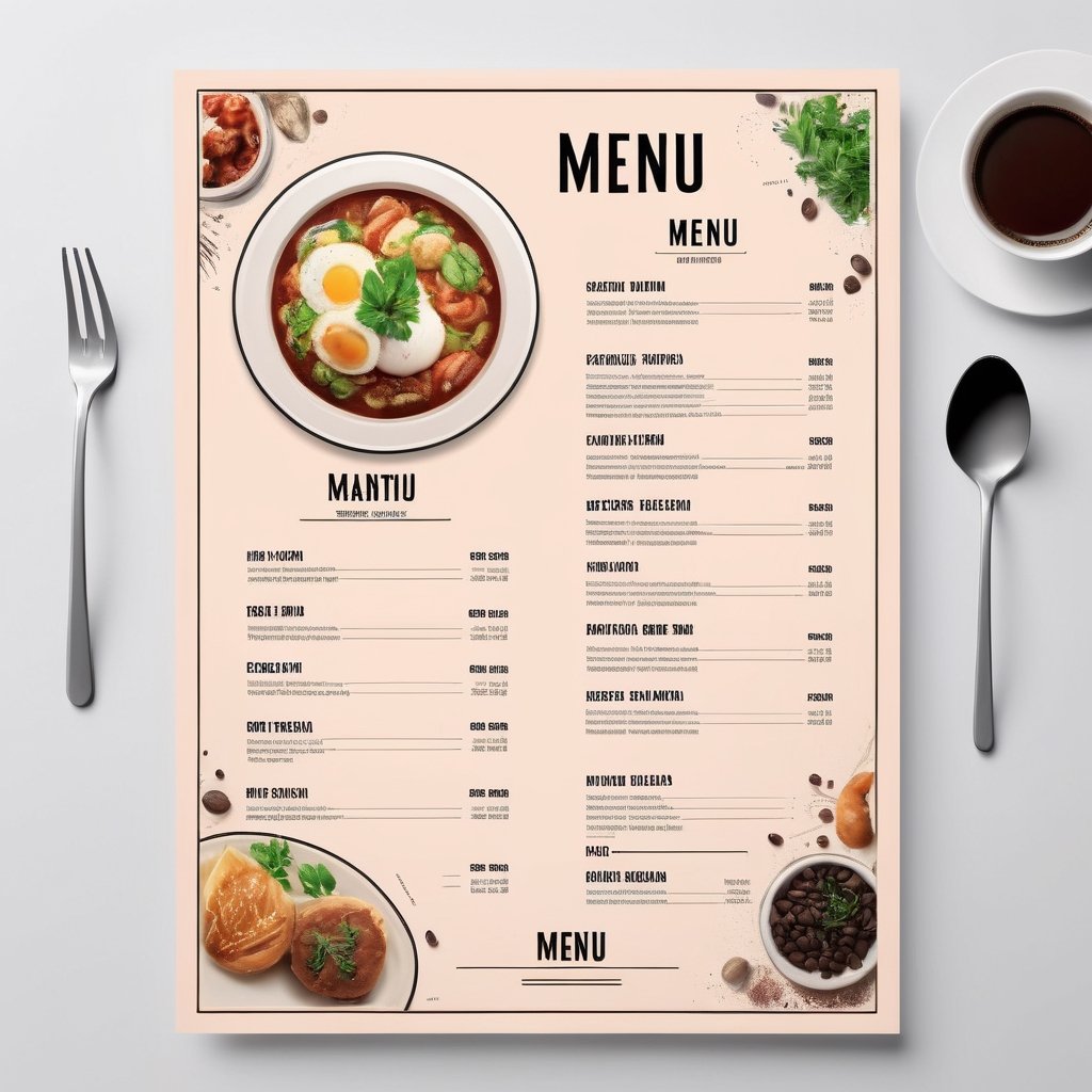 Visual Design, Menu, aesthetic, a menu for a restaurant with a variety of food items on the top of the, inspired by Konstantin Westchilov, a poster, international typographic style, restaurant menu photo, diner caffee, restaurant!!!, restaurant!, layout design, gourmet restaurant