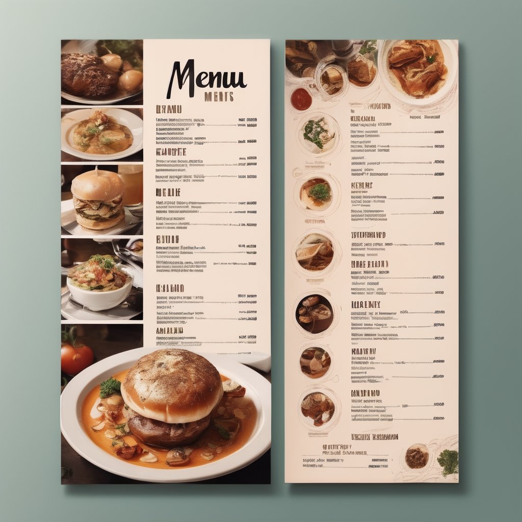 Visual Design, Menu, aesthetic, a menu for a restaurant with a variety of food items on the top of the, inspired by Konstantin Westchilov, a poster, international typographic style, restaurant menu photo, diner caffee, restaurant!!!, restaurant!, layout design, gourmet restaurant