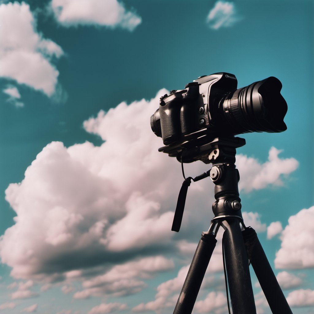 Realistic, Film, aesthetic, sky, cloud, blurry, no humans, camera, cable