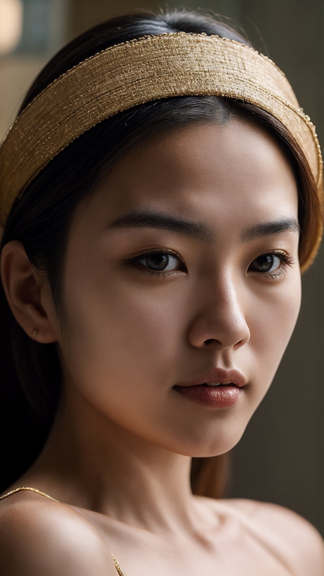 closeup portrait photo of beautiful 26 y.o asian woman, 8k uhd, high quality, dramatic, cinematic,Masterpiece,photorealistic, bare face