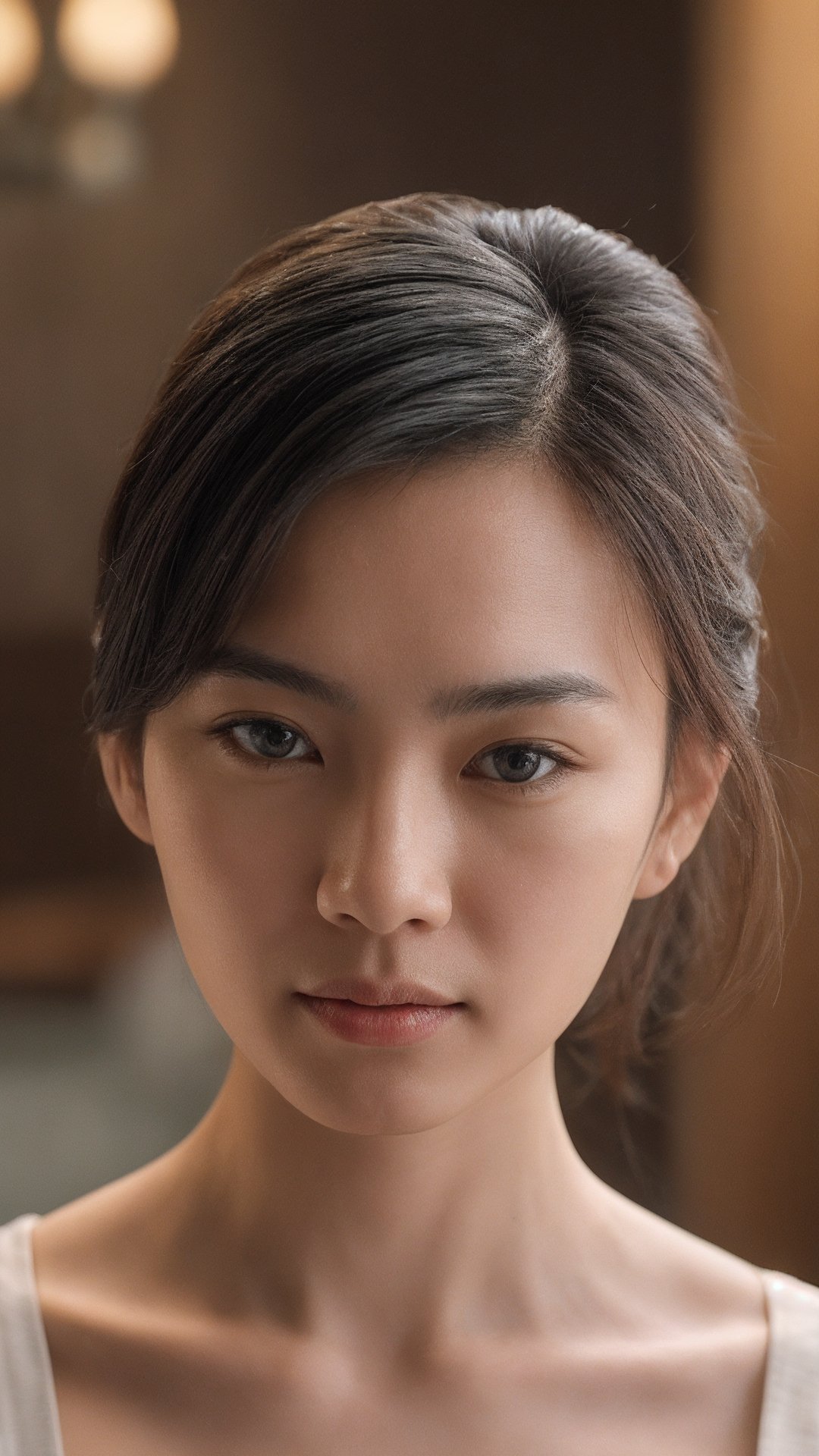 closeup portrait photo of beautiful 26 y.o asian woman, 8k uhd, high quality, dramatic, cinematic,Masterpiece,photorealistic, bare face