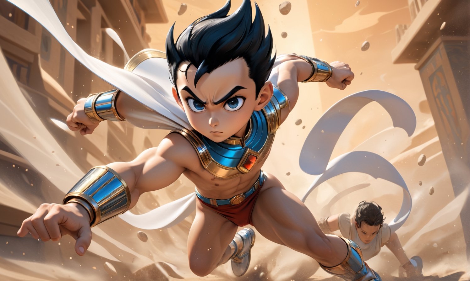 ((full body image of Astroboy,)) ((Action pose)), ((Egyptian style)), ((full clothes)), (Masterpiece, Best quality), (finely detailed eyes), (finely detailed eyes and detailed face), (Extremely detailed CG, intricate detailed, Best shadow), conceptual illustration, (illustration), (extremely fine and detailed), (Perfect details), (Depth of field),more detail XL,action shot