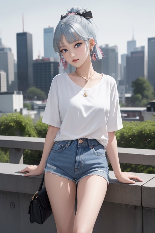 1girl, short blue hair, blue eyes, wearing plain white shirt, denim shorts, city, absurdres, high res, ultrasharp, 8K, masterpiece, looking at viewer and naked


,Lalisa,kamisato_ayaka