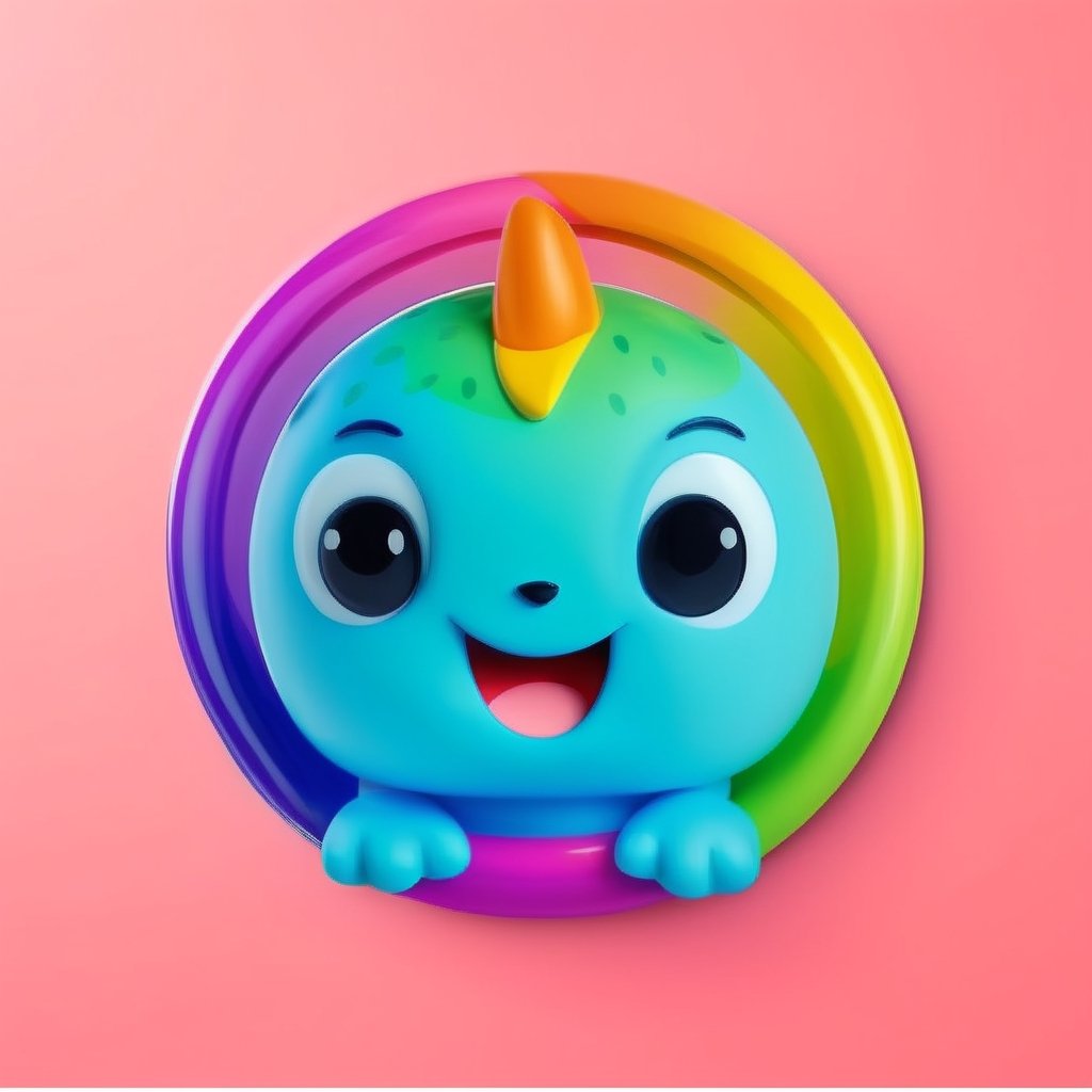toy_face male super cute dinosaur inside a circle background, colorful, very clear, very creative, beautiful,  exceptional cute dinosaur anatomy ,