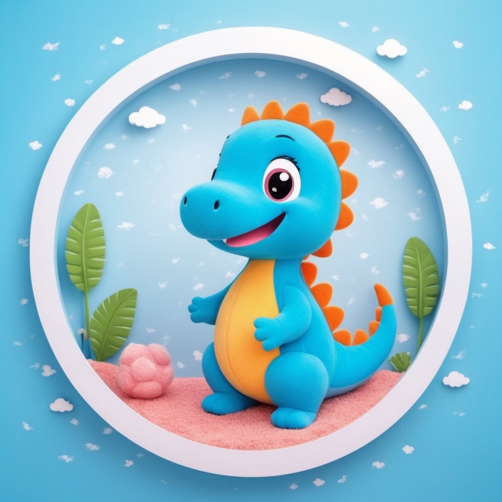 male super cute dinosaur inside a circle background, colorful, very clear, very creative, beautiful,  exceptional cute dinosaur anatomy ,, street,mmgo