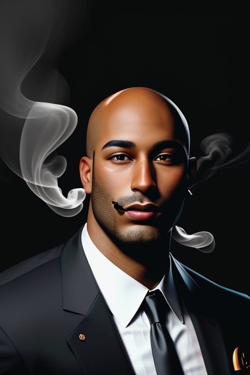 boss portrait, cigar smoke, 