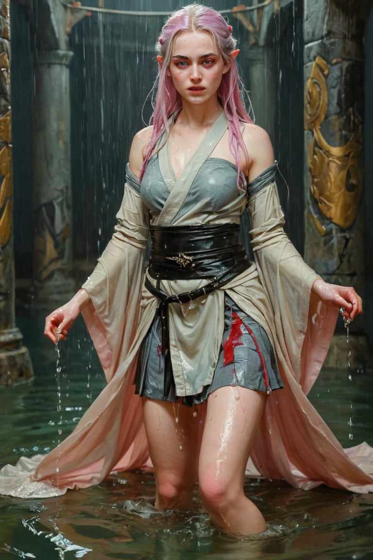 breathtaking RAW photo of wet female ((THigh quality concept art portrait featuring a fantastic and beautiful and fair 18 years old whit wet Silver pink hair and Hazel eyes Caucasian o lot of color Elven women(Bella Delphine) whit drawn on weathered parchment, using lord of the rings or dungeons and dragons, character sheet, perfect wet anatomy, parchment serves as a canvas decorated with ancient runes, made by hand. sketches drawn, by Boris Vallejo, high details, )), dark and moody style, perfect wet face, outstretched perfect hands . masterpiece, professional, award-winning, intricate details, ultra high detailed, 64k, dramatic light, volumetric light, dynamic lighting, Epic, splash art .. ), by james jean $, roby dwi antono $, ross tran $. francis bacon $, michal mraz $, adrian ghenie $, petra cortright $, gerhard richter $, takato yamamoto $, ashley wood, tense atmospheric, , , , sooyaaa,IMGFIX,Comic Book-Style,Movie Aesthetic,action shot,photo r3al,bad quality image,oil painting, cinematic moviemaker style,Japan Vibes,H effect,koh_yunjung ,koh_yunjung,kwon-nara,sooyaaa,colorful,bones,,armor,han-hyoju-xl ,DonMn1ghtm4reXL, ct-fujiii ,oiran,furisode,ct-jeniiii, ct-goeuun,yaya, HanFu,golden kimono,kamado nezuko,sword maiden,theresa apocalypse,koling,ct-rosseeiiee,ct-rosseeiiee,ct-virtual,((soakingwetclothes, wet clothes, wet hair, wet skin, :1.3)),soakingwetclothes,, wet skin, wet face, wet ballgown, boots, wet robe, layered longskirt, face focused
,soakingwetclothes,art_booster,indian