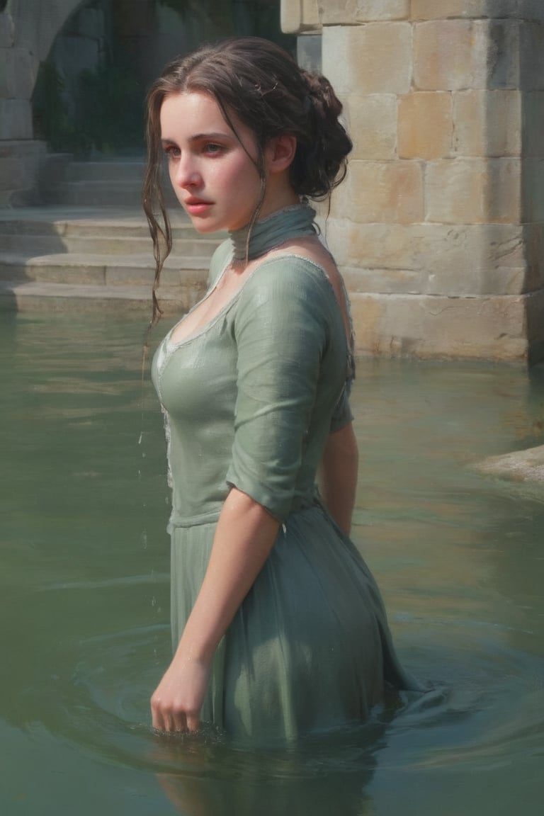 feforrest, otoko no ko, beret, pink capelet,(Analog style),turtleneck, masterpiece, best quality, ((wet robe)), choker,(corset), stone bridge, lake,crown, white ((wet ornate ballgown)), windswept amazing wet long hair,4k,( bokeh),absurdres, professional majestic oil painting by Ed Blinkey, Atey Ghailan, Studio Ghibli, by Jeremy Mann, Greg Manchess, Antonio Moro, trending on ArtStation, trending on CGSociety, trending on deviantart, Intricate, High Detail, Sharp focus, dramatic, photorealistic painting art , Greg Rutkowski,(concept art from tangled),((beautiful faces, soakingwetclothes, wet clothes, wet hair, wet skin, submerged in water,  :1.3)),soakingwetclothes,, wet skin, wet face, wet robe,, face focused
,soakingwetclothes,art_booster,indian,OnlySaree_Style,saree,saree influencer,hoopdress