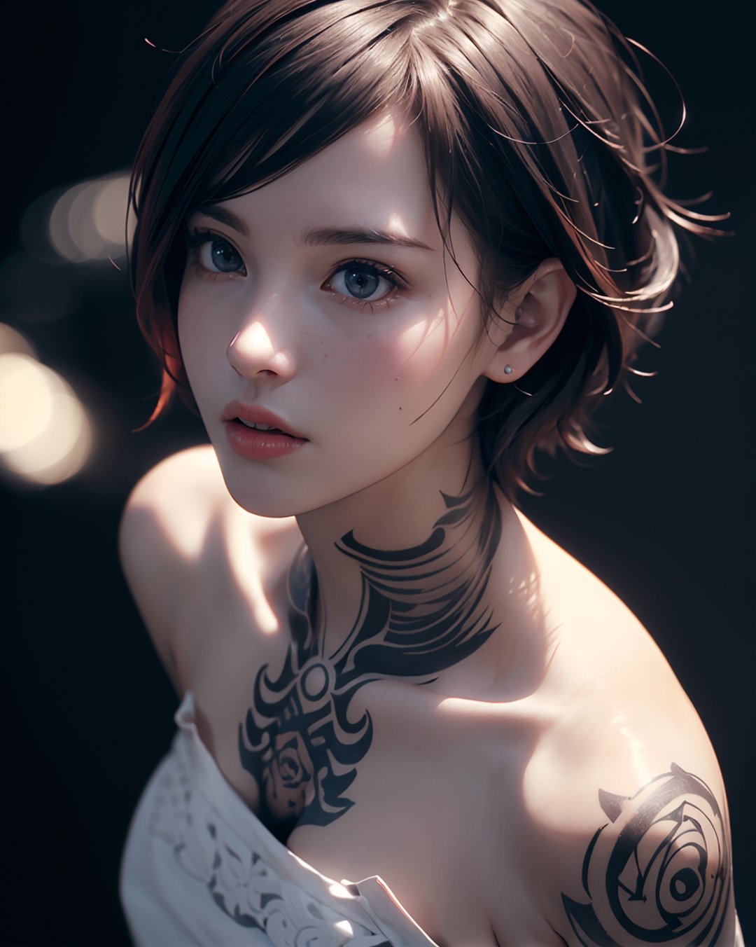 (Ultra realistic, 8k, High quality, Intricate, awesome, ultra high resolution lighting scene),((Ultra Realistic, High quality, Ultra detailed, Sharp focus, photo realistic:1.4),short-hair, sexy, best lighting, exposure, best angle camera,YakuzaTattoo,ppcp