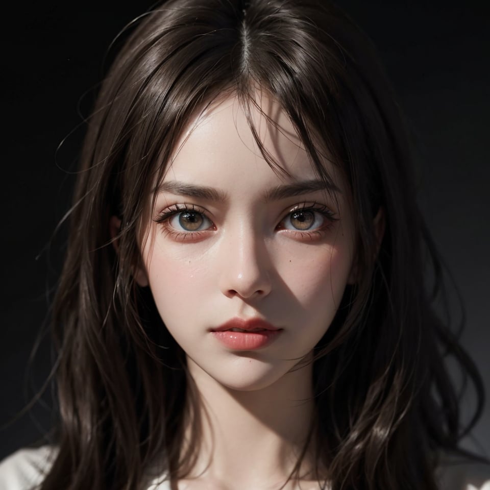 a 20 yo woman,long hair,dark theme, soothing tones, muted colors, high contrast, (natural skin texture, hyperrealism, soft light, sharp),chromatic_background,simple background,(((looking_at_viewer,  pov_eye_contact,  looking_at_camera,  headshot,  head_portrait,  headshot_portrait,  facing front))),big lips,Detailedface,Detailedeyes