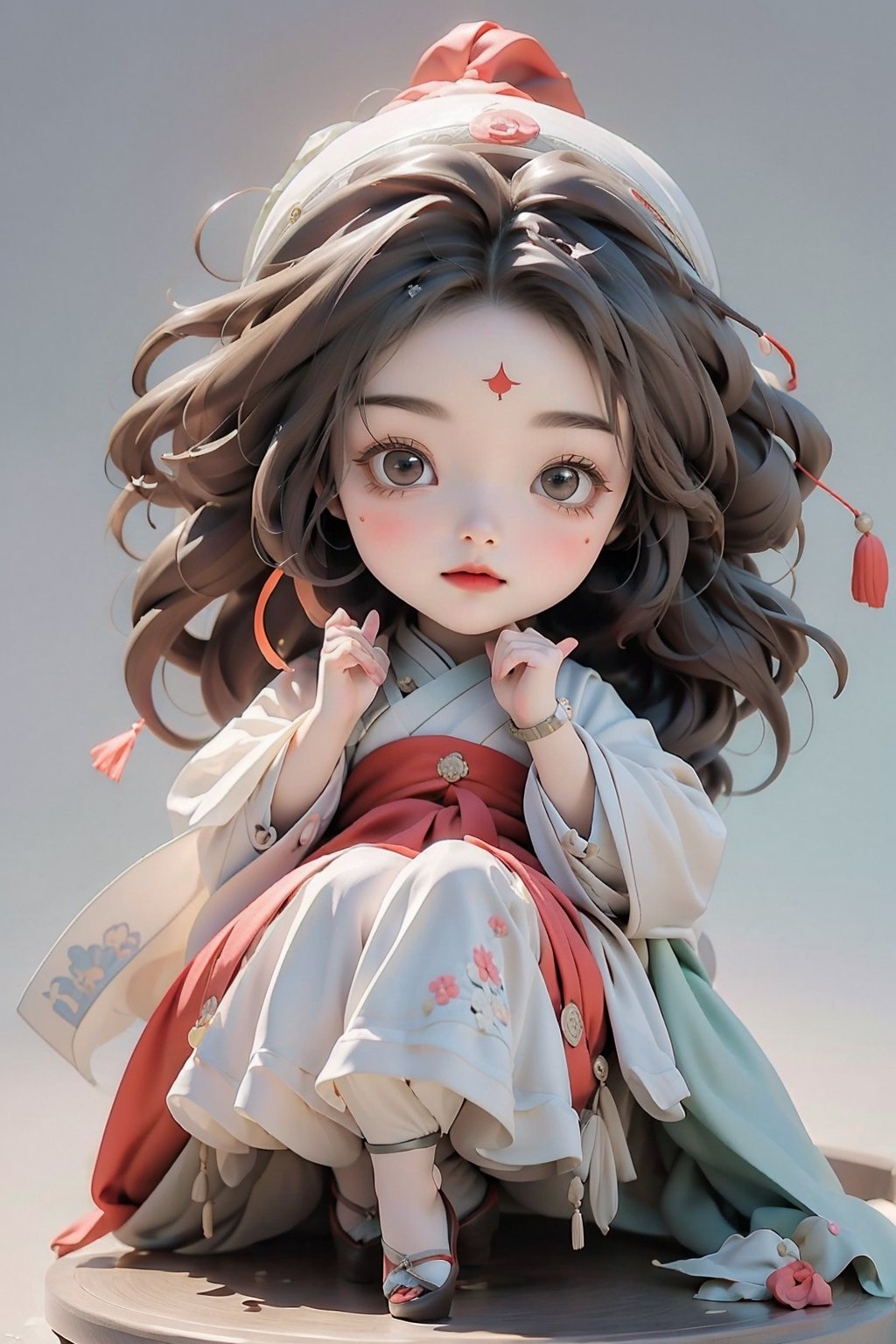 (Masterpiece, ((Chibi)), Best Quality: 1.4), (Detailed Eyes Delicate Pupils Multiple Eyes), (Ambiguous, Desire: 1.2), (Poetry, Comfort: 1.3),, 1 Girl, (Full Body Photo), (Opening: 1.2), the national costume of the Miao people in China, decorated with silver, exquisite embroidery and lace, whimsically blending elements of Victorian style,
Designed to age over time, the garment consists of a red robe-like garment called an "attush," made from intricately woven fabric decorated with intricate geometric patterns. She also wore a 'kaparamip' headband with decorative embroidery. The clothes are mainly brown, red, green and other earth tones, with the cute and dark charm of Gothic Lolita and Link Girl.