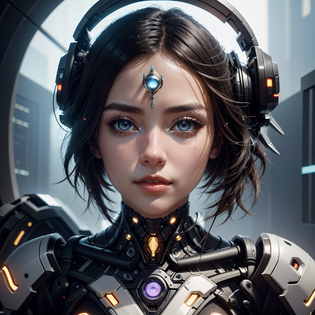 (high resolution, masterpiece: 1.2), ultra-detailed, realistic, physics-based representation, cyborg woman, electronic systems in the humanoid head, with a detailed brain that can be seen, representation of mechanical parts of the skull, female face, beautiful detailed eyes, white blonde hair, beautiful detailed lips, muscle wire, flesh-colored skin, metallic elements, digital interface, shiny circuits, advanced sensors, high-tech prosthetics, seamless integration, artificial intelligence, technological improvements, wearable technology, modern aesthetics , bionic enhancements, advanced biotechnology, elegant and futuristic design, combination of humans and machines, symbolic representation of human evolution, harmonious coexistence of organic and synthetic components, vivid colors, dynamic lighting.