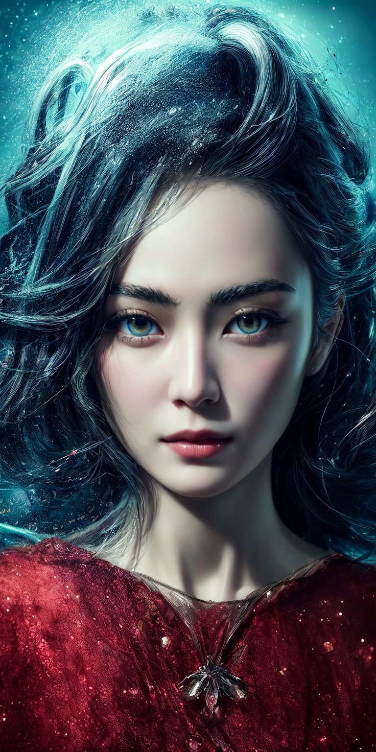 (masterpiece, high quality:1.5), 8K, HDR, 
1girl, well_defined_face, well_defined_eyes, ultra_detailed_eyes, ultra_detailed_face, by FuturEvoLab, 
ethereal lighting, immortal, elegant, porcelain skin, jet-black hair, waves, pale face, ice-blue eyes, blood-red lips, pinhole photograph, retro aesthetic, monochromatic backdrop, mysterious, enigmatic, timeless allure, the siren of the night, secrets, longing, hidden dangers, captivating, nostalgia, timeless fascination, Edge feathering and holy light, Exquisite face, Exquisite face, Exquisite face,Exquisite face