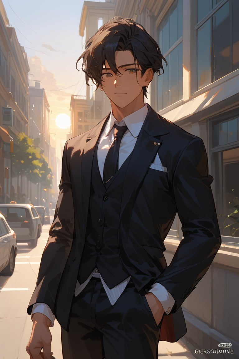Score_9, Score_8_up, Score_7_up, Score_6_up, Score_5_up, Score_4_up,

1boy black hair, a very handsome man, wearing a black suit,day, sun, city, modern city, man walking in the street with a cup of coffe in one hand and talkin with phone in other hand, ciel_phantomhive,jaeggernawt,perfect finger,more detail XL