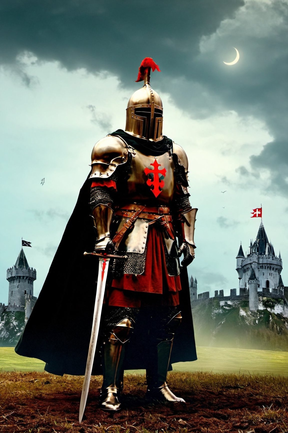 Medieval mythology: legendary in medieval lore, the enigmatic Black Knight embodies mystery, formidable prowess, and a guardian's unwavering commitment in timeless tales.,DonMM4g1cXL ,aw0k euphoric style, in the style of esao andrews