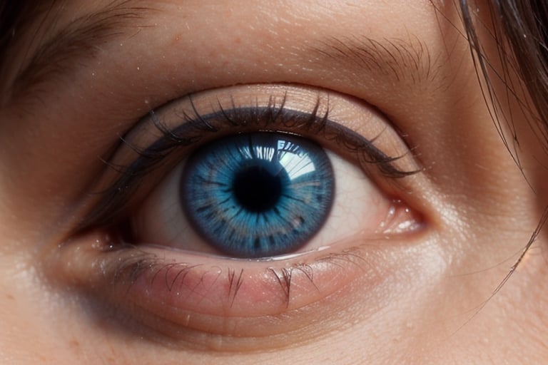 extremely detailed close-up of beautiful blue eye