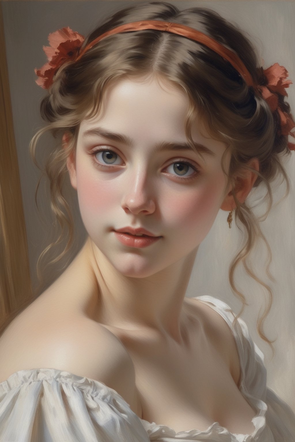 seductive woman, eye contact, captivating gaze, heartwarming smile, perfect body, cute face, slightly blushing, insanely detailed art, Sorolla Renoir Degas manet, beautiful young Angeline girl, insanely detailed and intricate, cinematic lighting, stunning, stunning atmosphere, artstation trending, by courbet, degas, manet, Renoir Sorolla, sharp_eyes,  