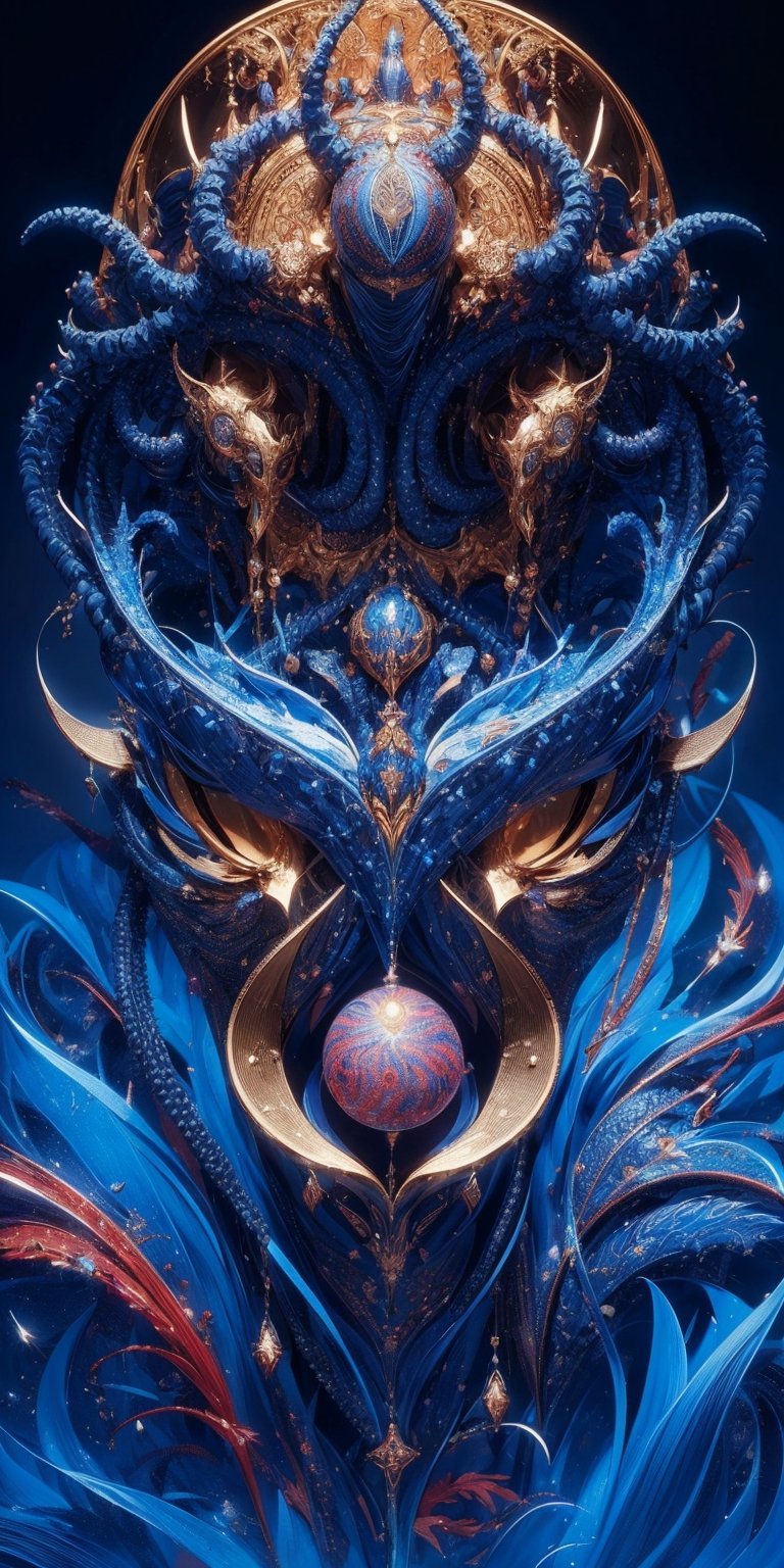 A mesmerizing and visually stunning fractal artwork featuring a double Nyarlathotep figure, created by a renowned artist, showcasing intricate details and vibrant colors. Official art quality with a strong aesthetic appeal. High resolution rendering in 4K