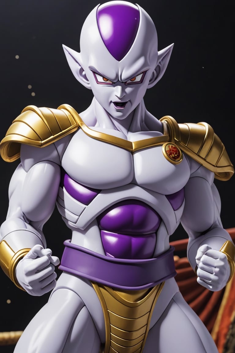 Freeza holds the championship belt on the Budokai stage,
Dragon Ball Z theme, Super Saiyan shape,
Photorealism: 1.3, Best Quality, Masterpiece, MikieHara