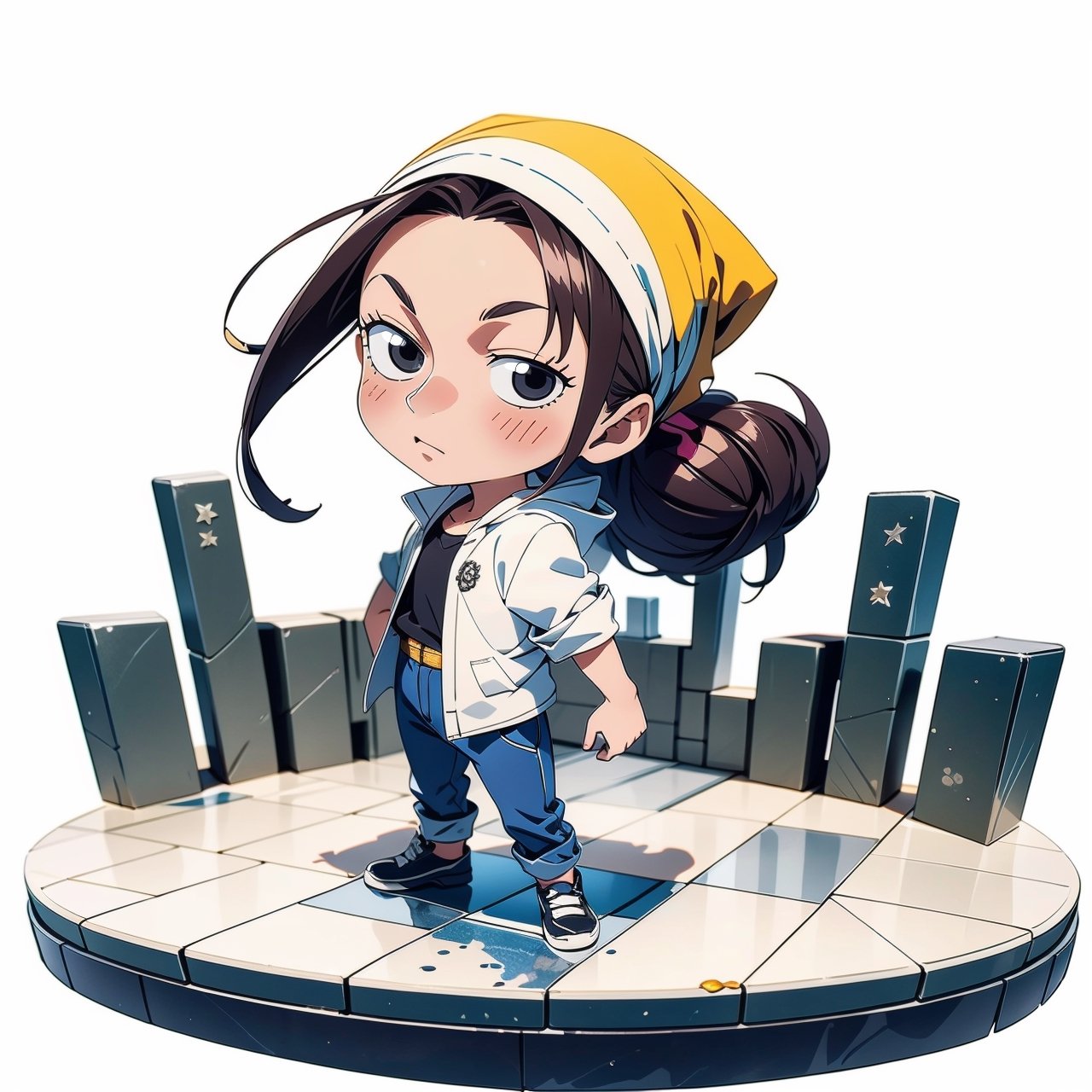 Makino One Piece manga character, wearing a headscarf,(white background: 1.2), ridiculous, high resolution, super detailed, chibi, (diorama: 1.4), miniature, BREAK
3d style, enhanced all,MakinoOP