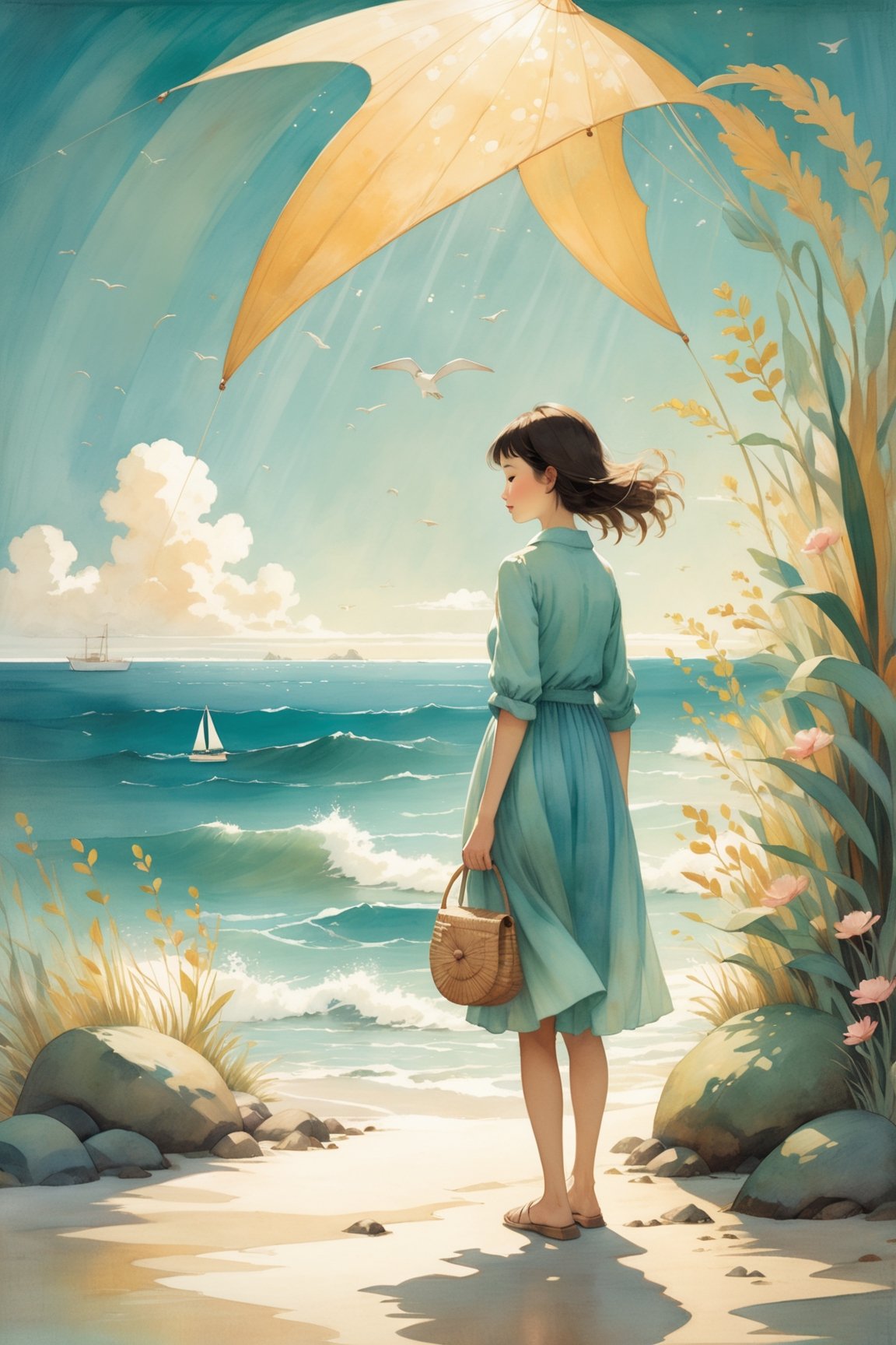 Sunshine & sea

Refreshing, pleasant, lovely and sweet, 

Silke Leffler, Gabriel Pacheco, Chihiro Iwasaki, Oliver Jeffers, captivating

dreamy, pastel-toned, romantic, warm, fantasy, mellow,