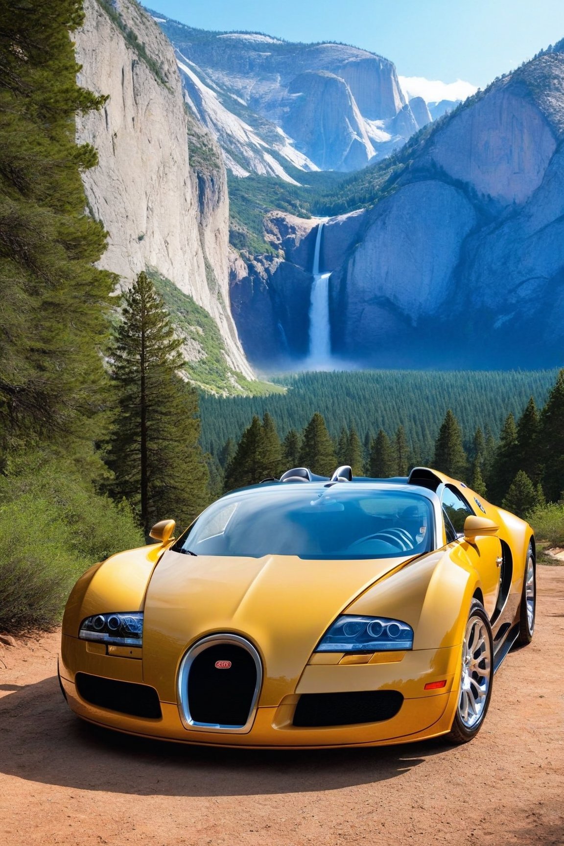 ((Hyper-Realistic)) photo of 1 car \(1999 Bugatti Veyron EB 16.4 designed by Walter de Silva\) parked,(backdrop: beautiful national park with mountain,rock,tree,forest,river, lake),Front side view,well-lit
BREAK 
aesthetic,rule of thirds,depth of perspective,perfect composition,studio photo,trending on artstation,cinematic lighting,(Hyper-realistic photography,masterpiece, photorealistic,ultra-detailed,intricate details,16K,sharp focus,high contrast,kodachrome 800,HDR:1.3), real_booster,art_booster,ani_booster,H effect,y0sem1te