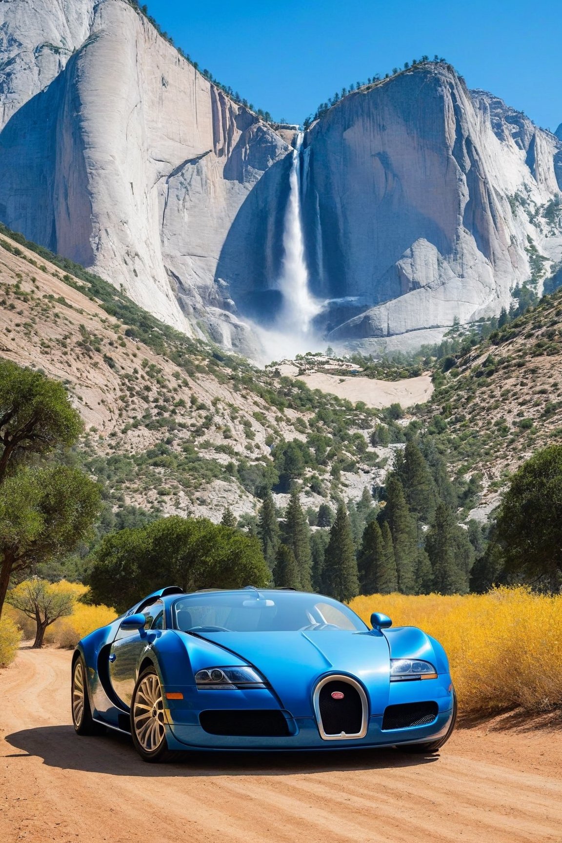 ((Hyper-Realistic)) photo of 1 car \(1999 Bugatti Veyron EB 16.4 designed by Walter de Silva\) parked,(backdrop: national park with mountain,(rock),tree),Front side view,well-lit
BREAK 
aesthetic,rule of thirds,depth of perspective,perfect composition,studio photo,trending on artstation,cinematic lighting,(Hyper-realistic photography,masterpiece, photorealistic,ultra-detailed,intricate details,16K,sharp focus,high contrast,kodachrome 800,HDR:1.3), real_booster,art_booster,ani_booster,H effect,y0sem1te, ygalc1er