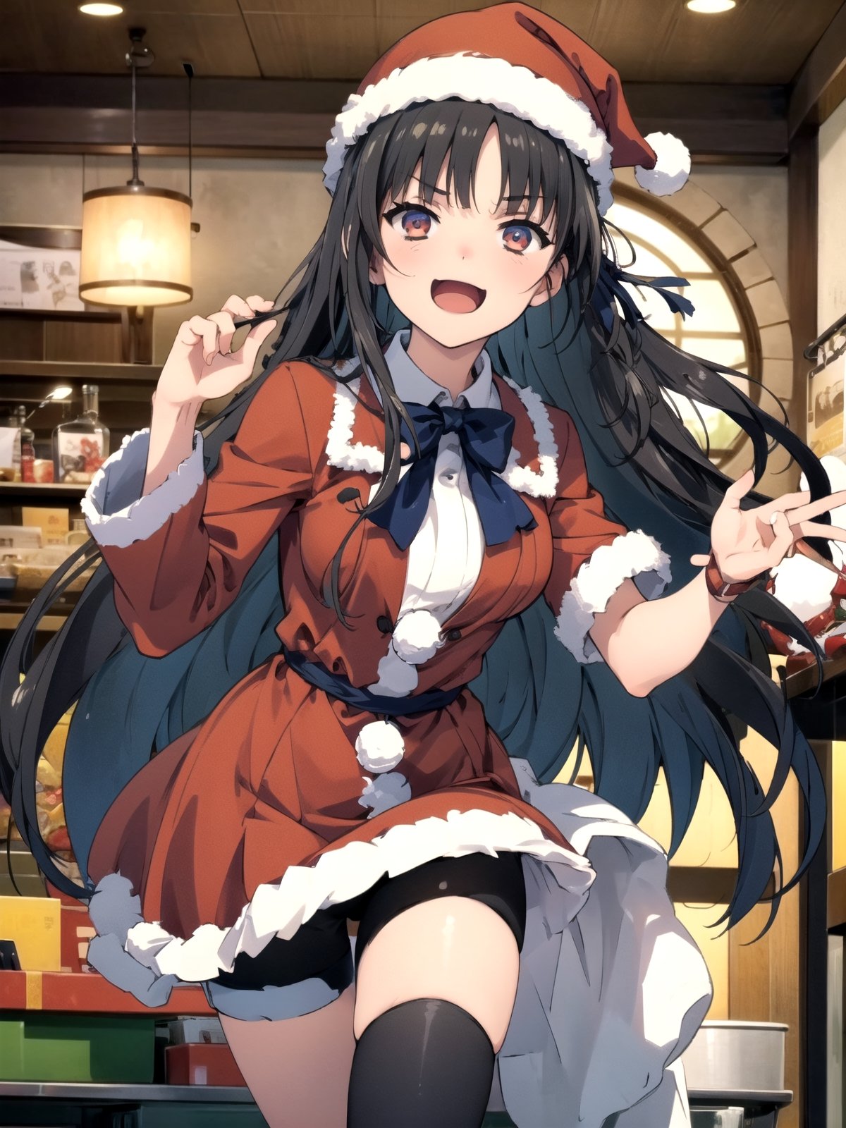 //Quality,
(masterpiece), (best quality), 8k illustration,
//Character,
overlordentoma, 1girl, solo, smile, 
//Fashion,
santa_costume,
//Background,
indoors, christmas, 
//Others,
aquascreaming,Suzune Horikita