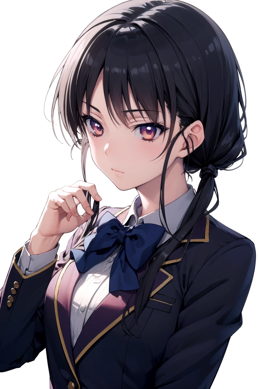 //Quality,
masterpiece, best quality
,//Character,
1girl, solo
,//Fashion,
,//Background,
white_background, simple_background
,//Others,
,Suzune Horikita, school_uniform