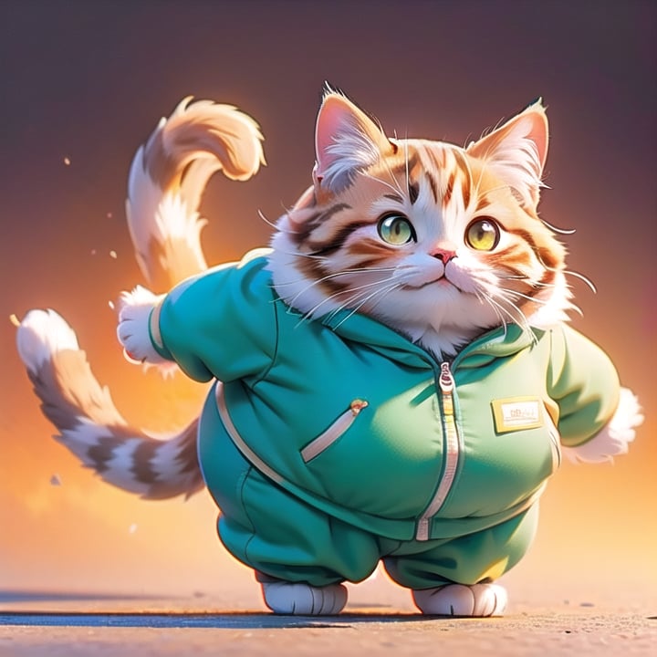 A CUTE cat, ORANGE colors, fat, open the book, Very fatter, happy, Fighting