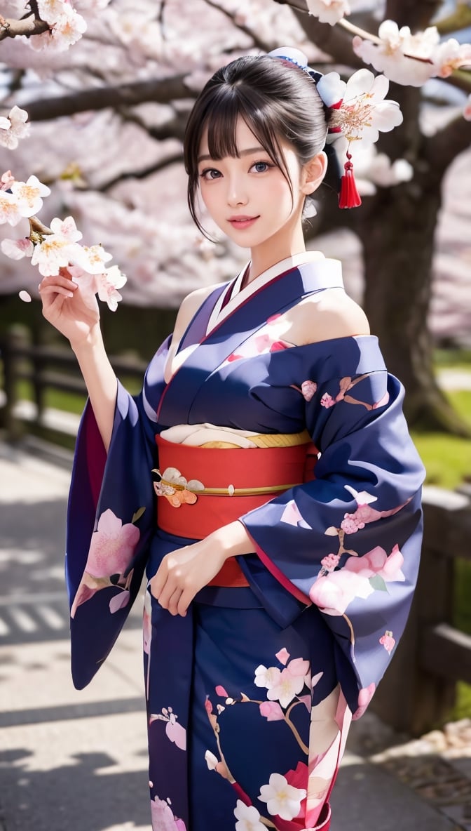 (Masterpiece: 1.3), (Photoreal: 1.4), 8K, top quality, masterpiece, super A high resolution, perfect dynamic composition, professional camera work, glow light effect, realistic portrait, cinematic light, Highly detailed skin and face texture: 1.3, ultra-slim eyes, delicate limbs, spring, cherry blossoms, cherry blossom snowstorm scenery: 1.2, lonely girl, cute and sexy 23-year-old slim woman, white skin, dancing Cherry blossoms: 1.2, (Enchanted expression): 0.9), (Attractiveness): 1.0), (Cherry blossom-colored kimono: 1.3), Only shoulders and shoulder blades exposed, Back shot, Calm pose, (Rich chest: 0.9) , (Beautiful blue eyes, (Eyes that make you feel beautiful Eros: 0.85), Sexy face: 0.4, (Taste that makes you feel beautiful Eros: 0.85), ((Too cute beauty: 0.9))