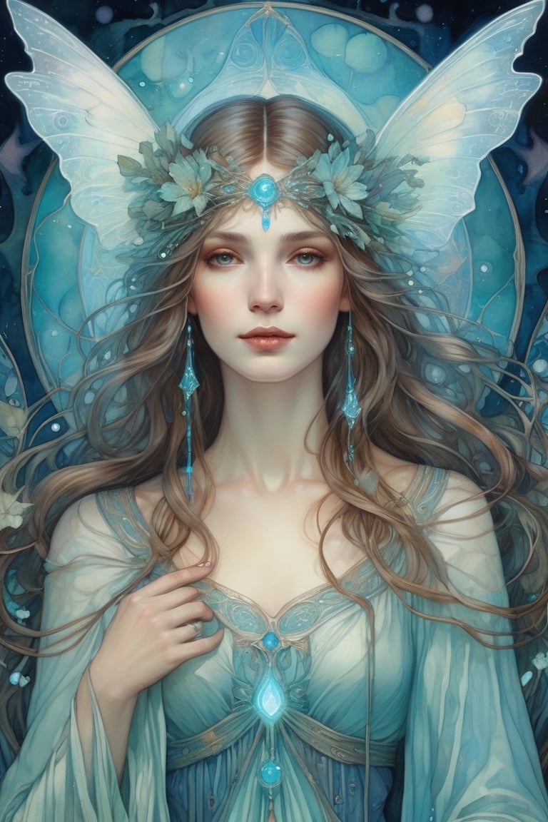 detailed gorgeous face,

bioluminescent sparkling ghost,

cottagecore aesthetic, artstation, extremely sharp detail, finely tuned detail, ultra high definition, ultra sharp focus, illustration, line art, watercolor, brian froud and alphonse mucha and john william waterhouse style,
