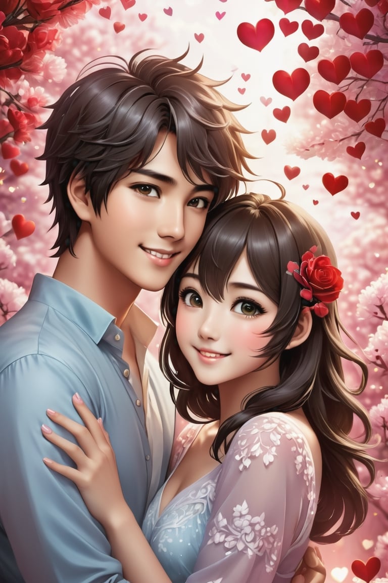 32K Magical Fantasy Sweet Valentine Line Art, Alpacifista. In this breathtaking image, a stunningly adorable sexy Taiwanese smiling teenage couple, who look like (sakimichan and makoto shinkai), in the most romantic sexy scenes ever, intricate detail, very high detail, sharp background, mysticism, (magic), 32k, 32K quality, (beautifully detailed face and fingers), (five fingers) on each hand, creative fantasy glow effect,