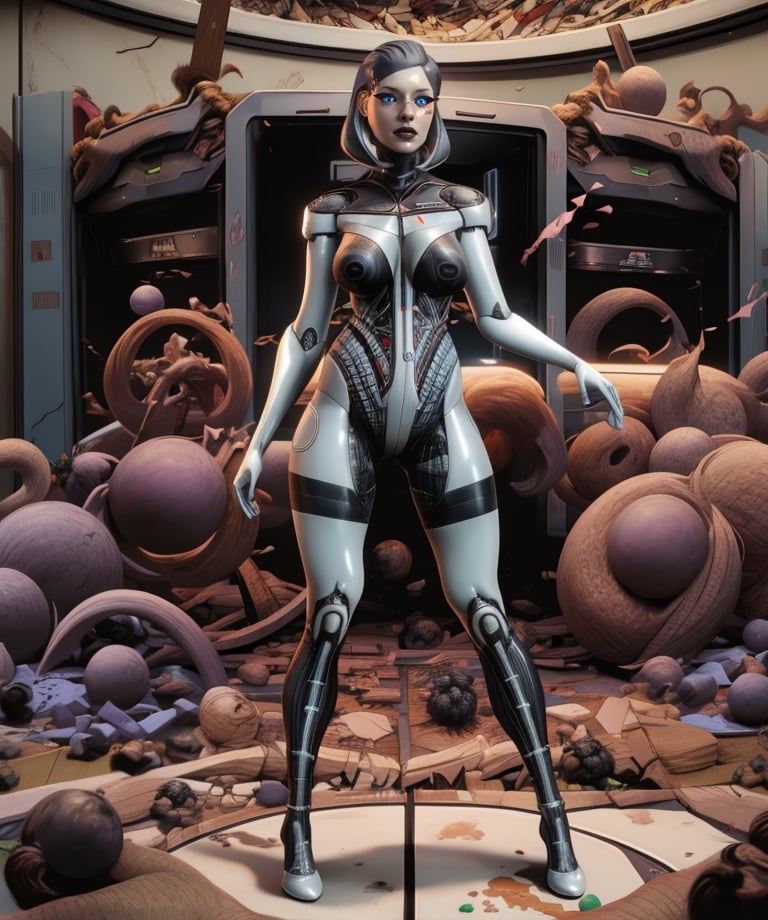 naked, naked tits, hanging breasts, standing, hips, standing, space station, computers, ((chaos:1.9)), (Incredibly detailed), (beautiful detailed face), (masterpiece), (beautiful detailed eyes) , (best quality), (correct anatomy), Uno, ((EDI)), MassEffect