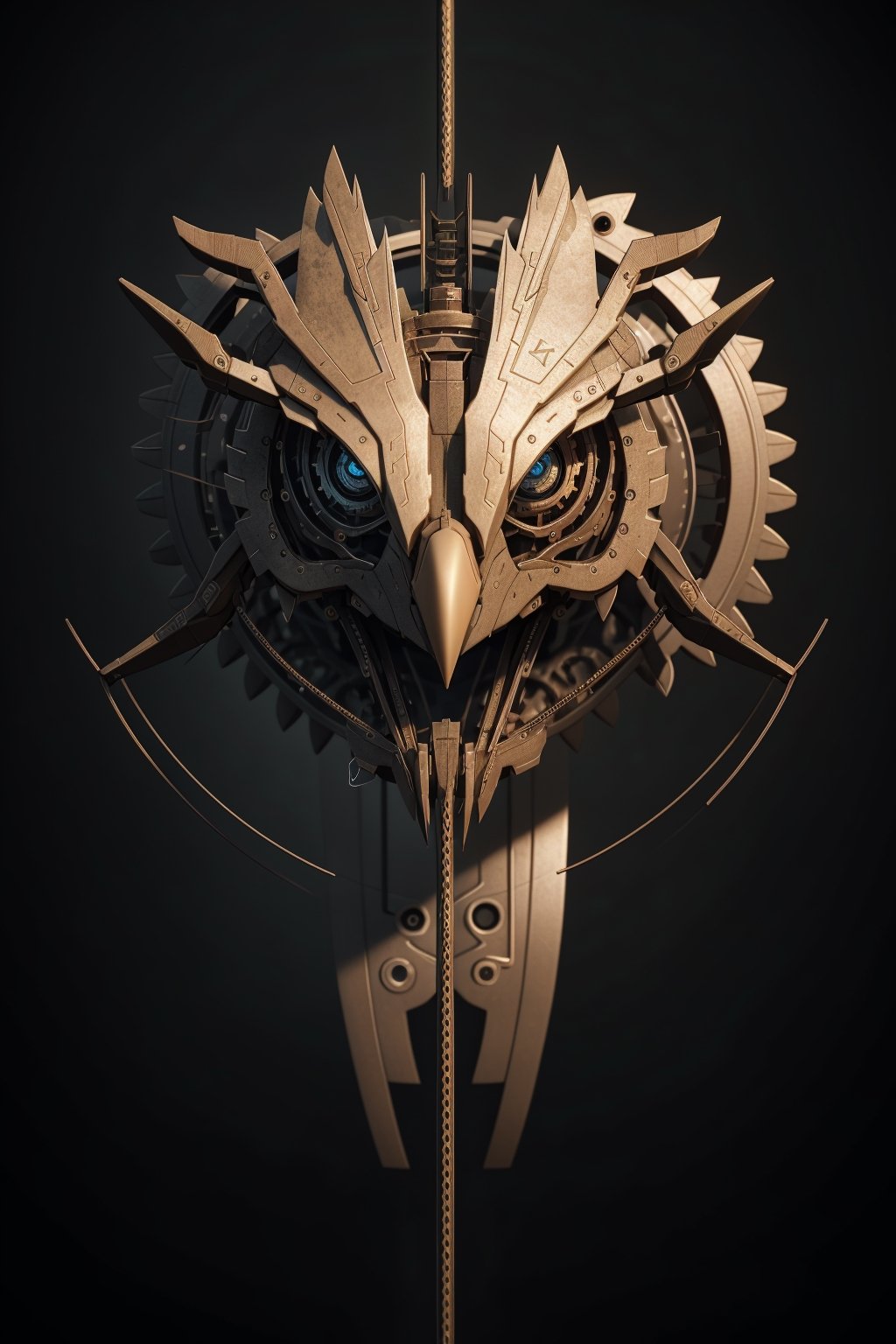 Epicrealism,Circle,dwemertechrobotic eagle, render 8k unreal engine, cables and gears, photorealistic, logo, logo with facialistic touches, robotic eagle logo