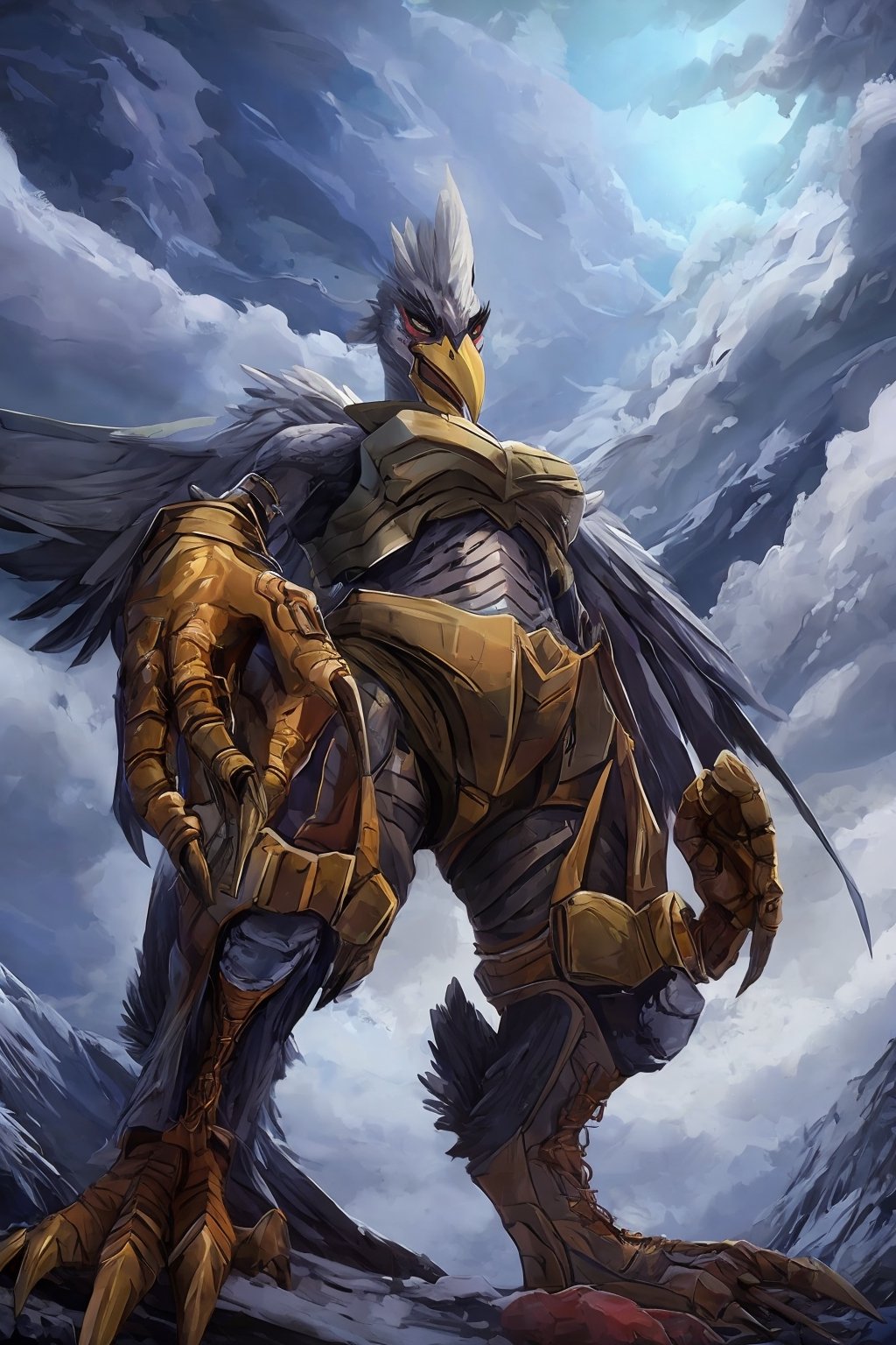 Opium bird, standing, feathers, white feathers, bird, birdman, humanoid, bird head, with extremely long beak, long beak, long mouth, full body, bird legs, bird arms, sinister, terrifying, beautiful , ragged, wide body, fat

High quality, HD, 4kHD, cinematic, atmospheric, realistic, ultra-realistic
snow, mountain, cloudy, gray sky, dark clouds
Detail,lora:largebulg1-000012:1,AIDA_NH_humans,Pixel art,lora:largebulg1-000012:1,lora:largebulg1-000012:1