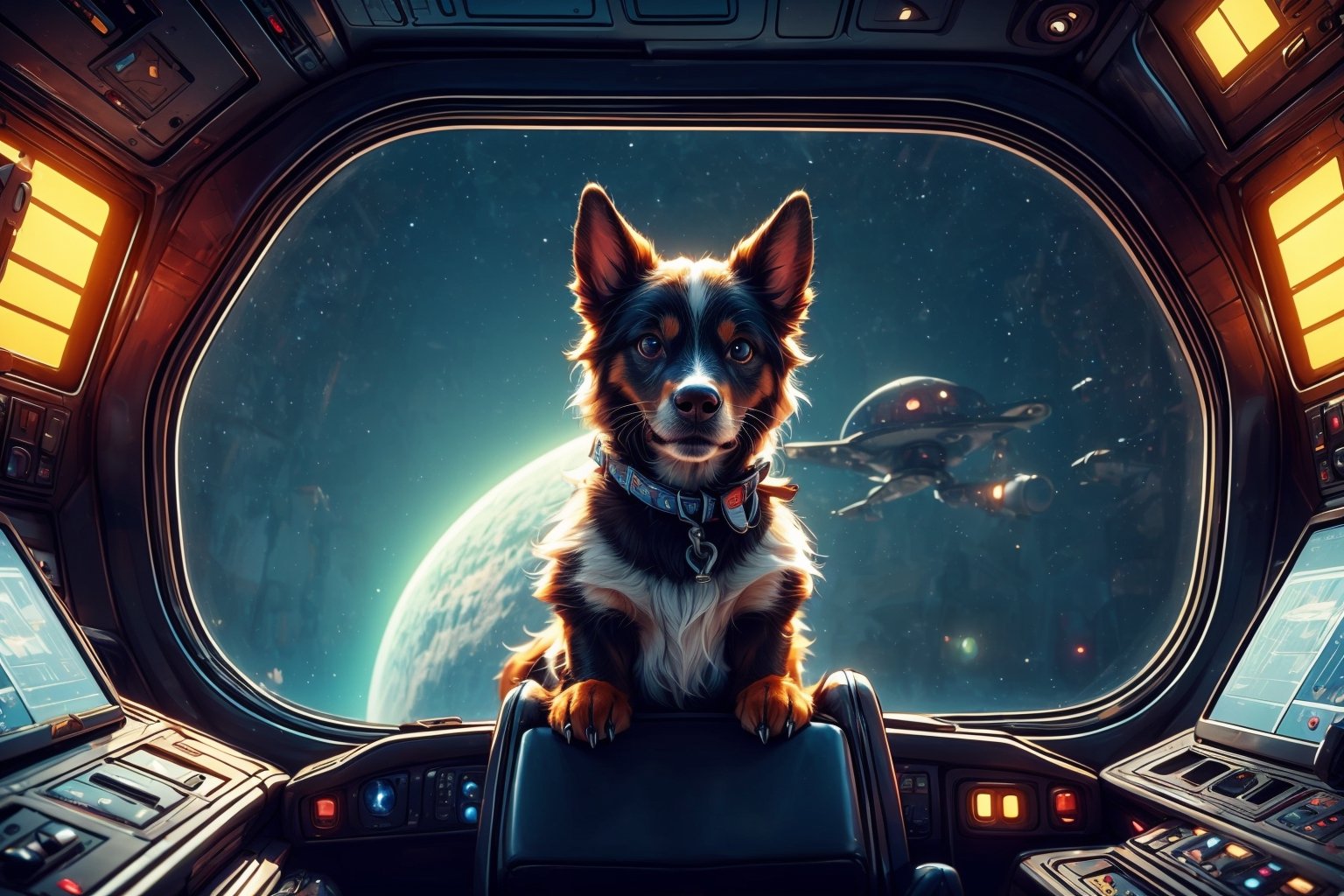 (((face, focus on the face)))

realistic, masterpiece, best quality, cute dog in astronaut suite, ultra high definition, masterpiece, best quality, astroverse, spaceship, nasa, interior of a spaceship, astronaut, astronaut dog, cosmo, space, 3d