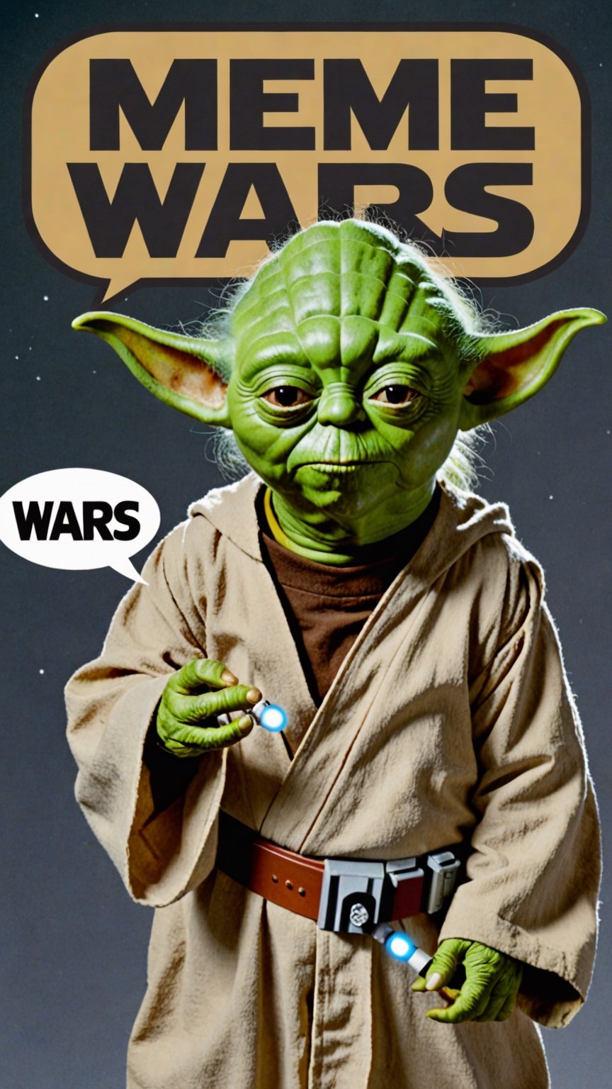 Photo of Yoda with text bubble that says "meme wars" 